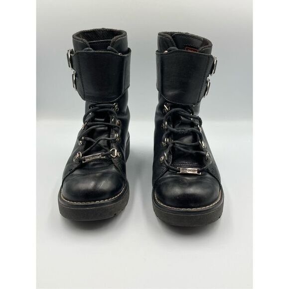 Harley Davidson Double Buckle Leather Lace Up Combat Riding Boot Womens Size 6 - Picture 2 of 14